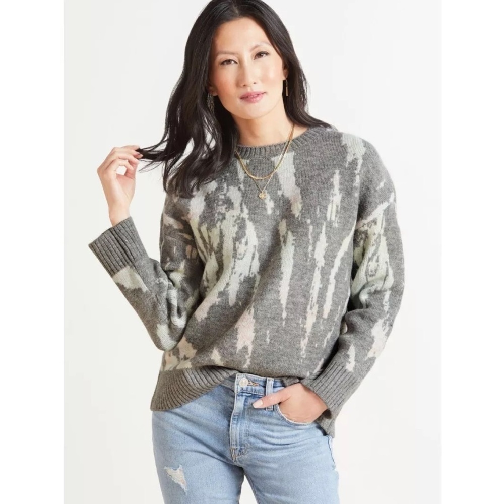 Rails Perci Tie Dye Wool Blend Cozy Crewneck Sweater Grey Pink Mint Sz XL